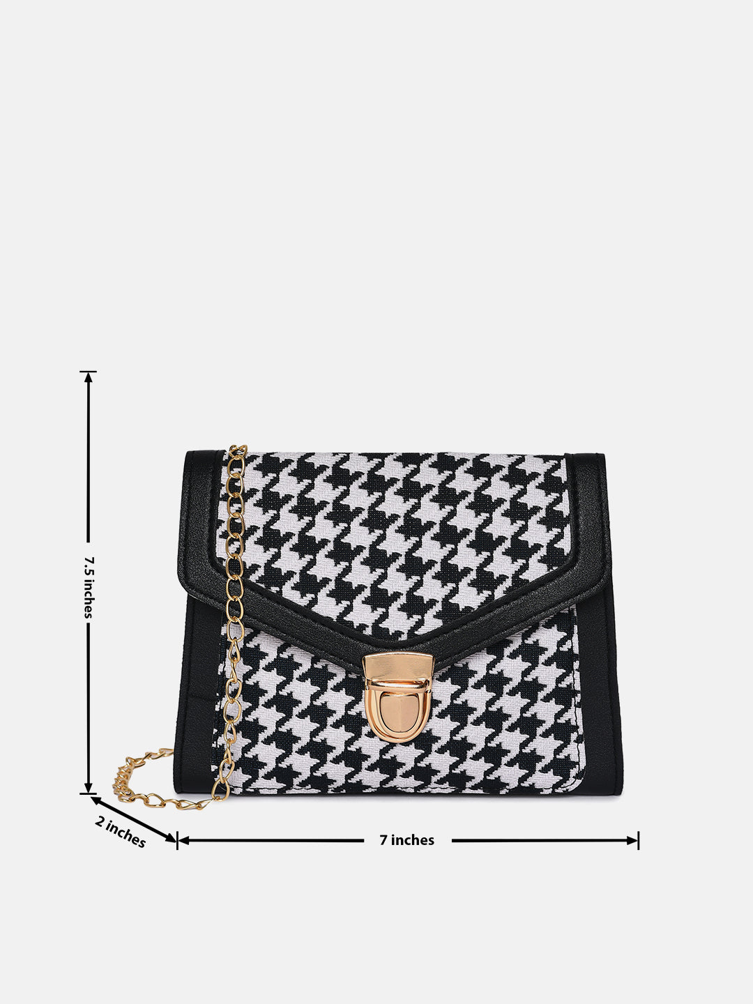 Houndstooth Weave Black & White Cross Body Bag