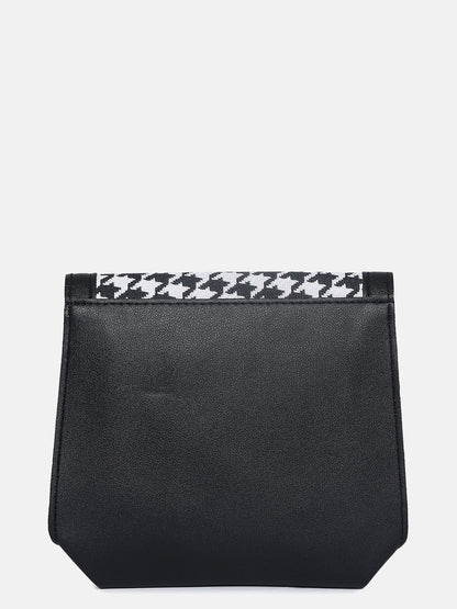 Houndstooth Weave Black & White Cross Body Bag