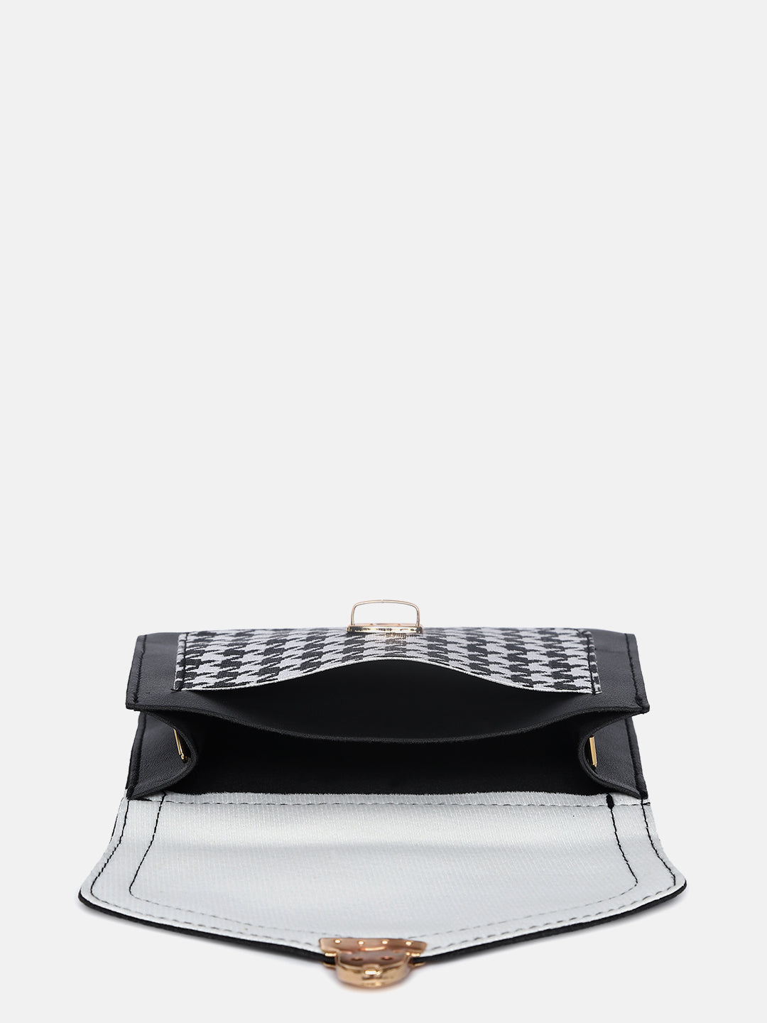 Houndstooth Weave Black & White Cross Body Bag