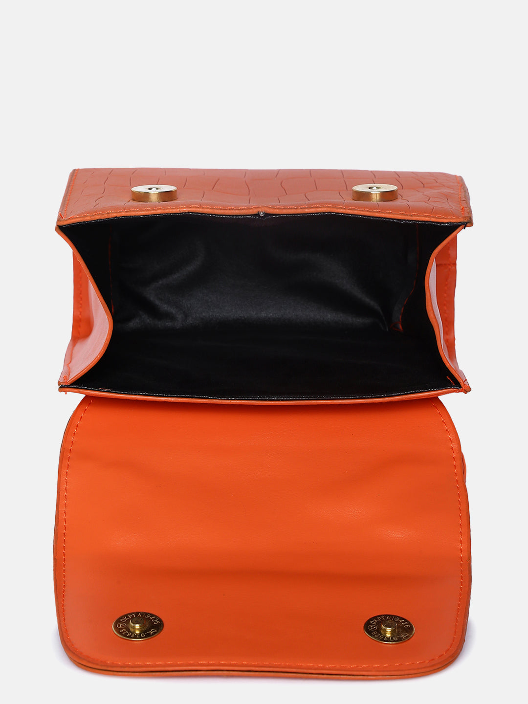 ORANGE VEGAN LEATHER STRUCTURED SHOULDER BAG