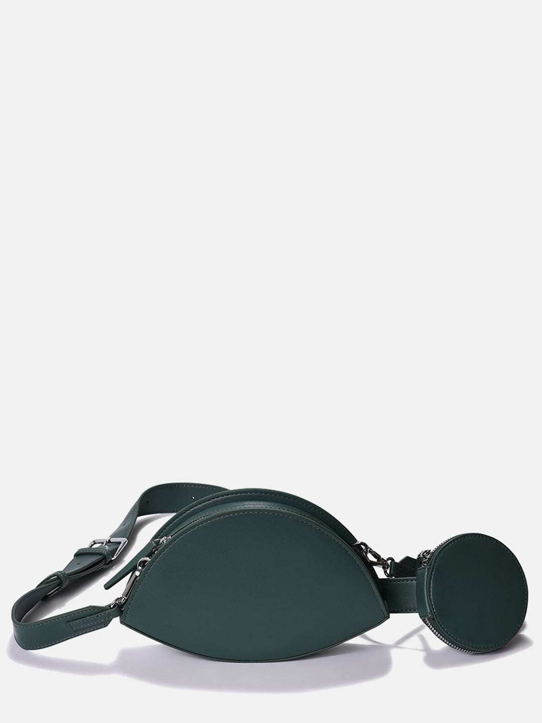 Green Vegan Leather Structured Sling Bag With Tasselled