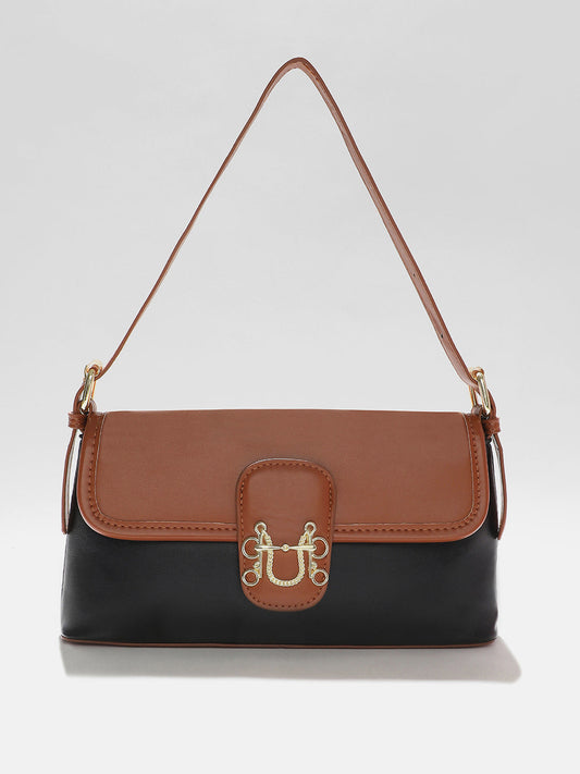 Dual-Tone Delight Black & Brown Hand Bag