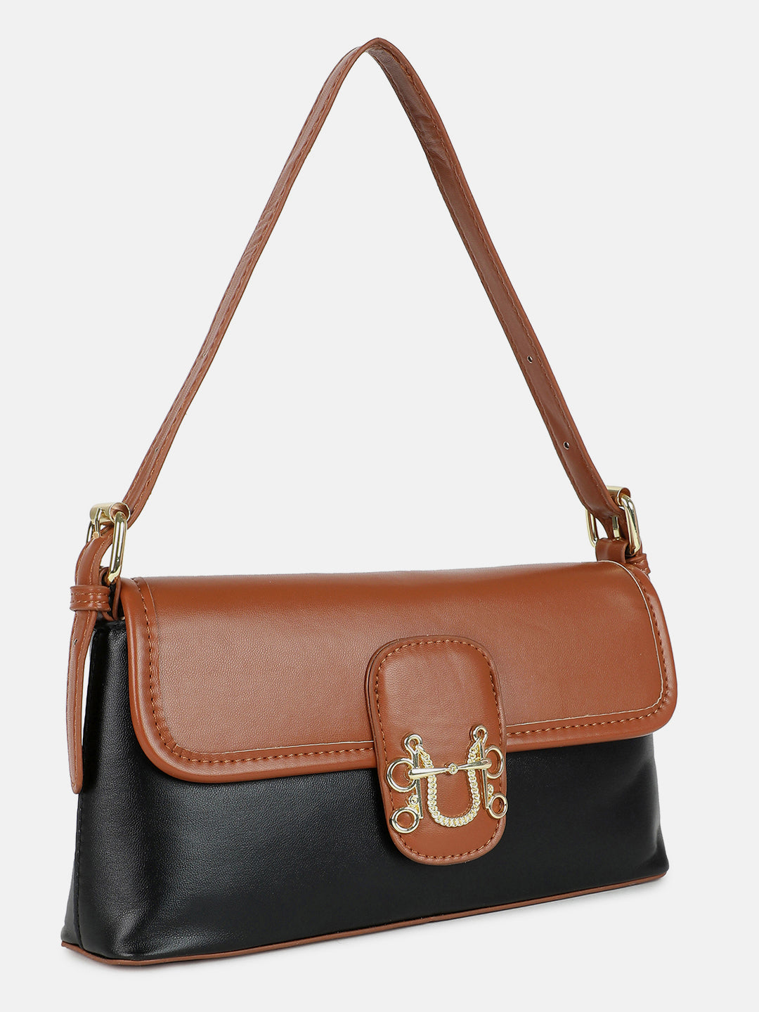 Dual-Tone Delight Black & Brown Hand Bag