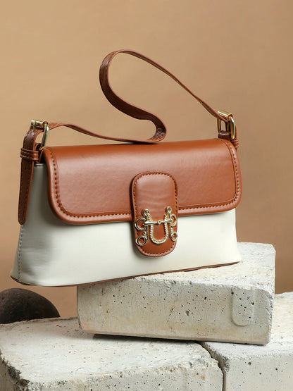 Dual-Tone Delight Brown & White Hand Bag