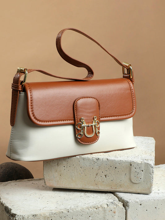 Dual-Tone Delight Brown & White Hand Bag