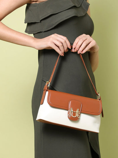 Dual-Tone Delight Brown & White Hand Bag