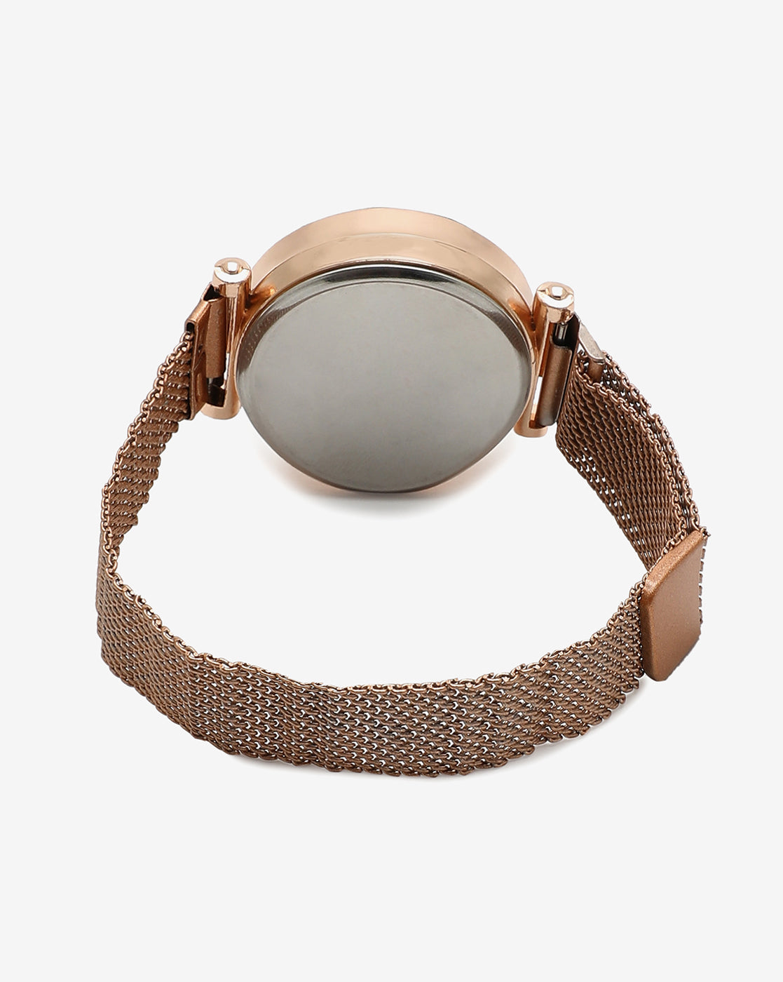 Black Digital Diamond Cut Round Dial & Gold Mesh Metal Strap