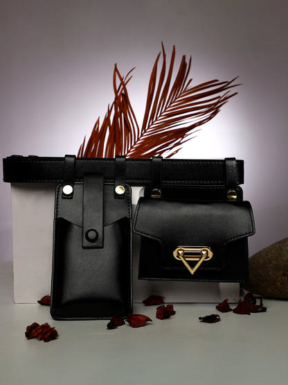 On-The-Go Glamour Black Belt Bag