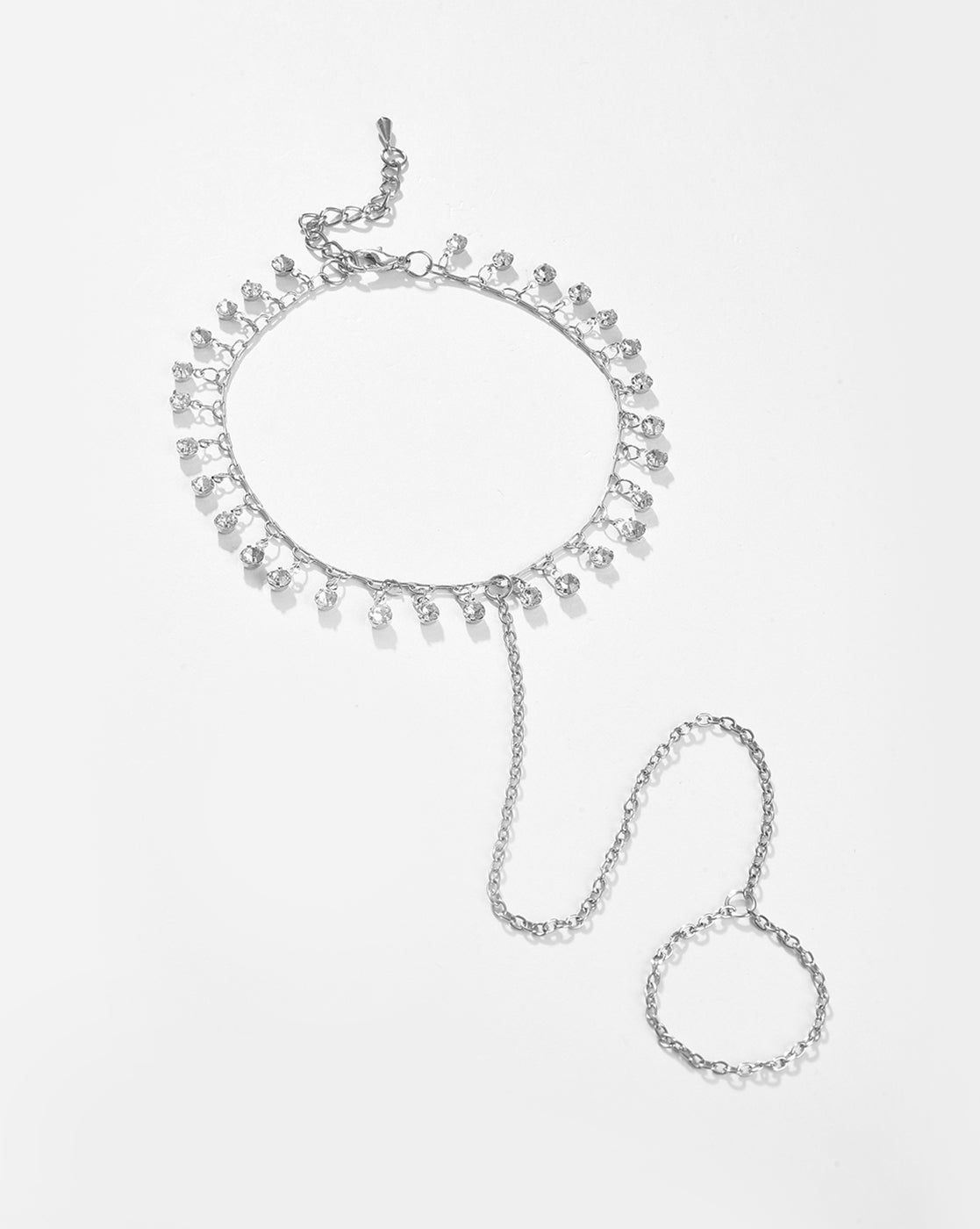 Silver Plated Designer Stone Anklet