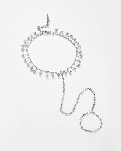 Silver Plated Designer Stone Anklet