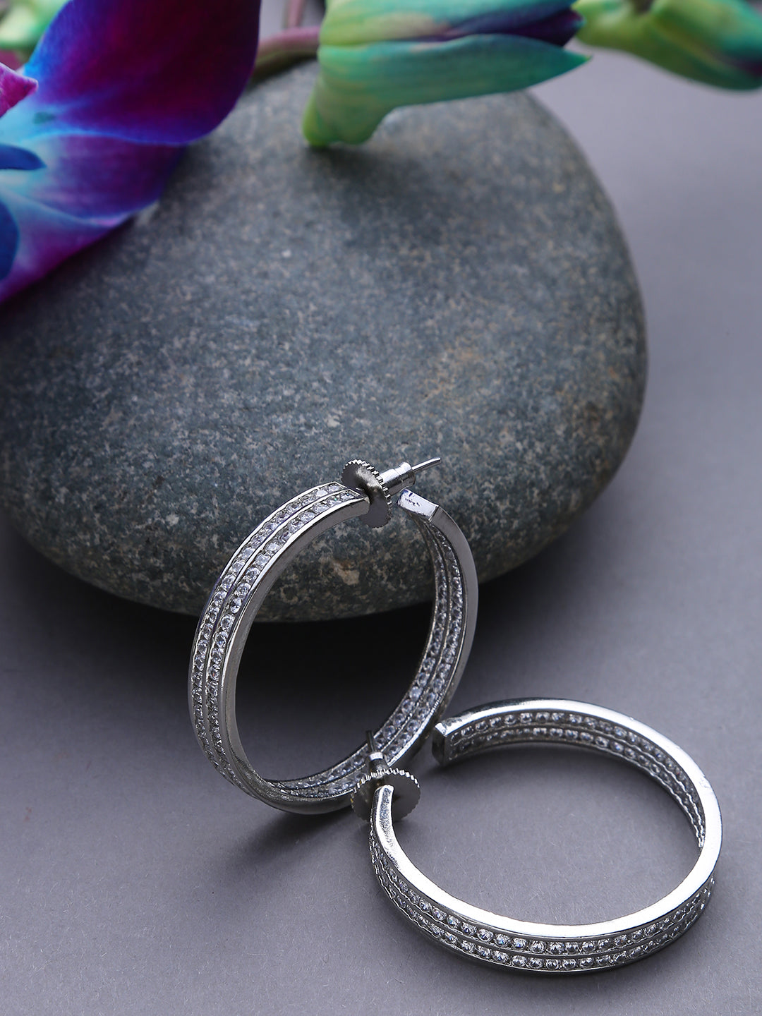 Silver-Plated Circular Earrings