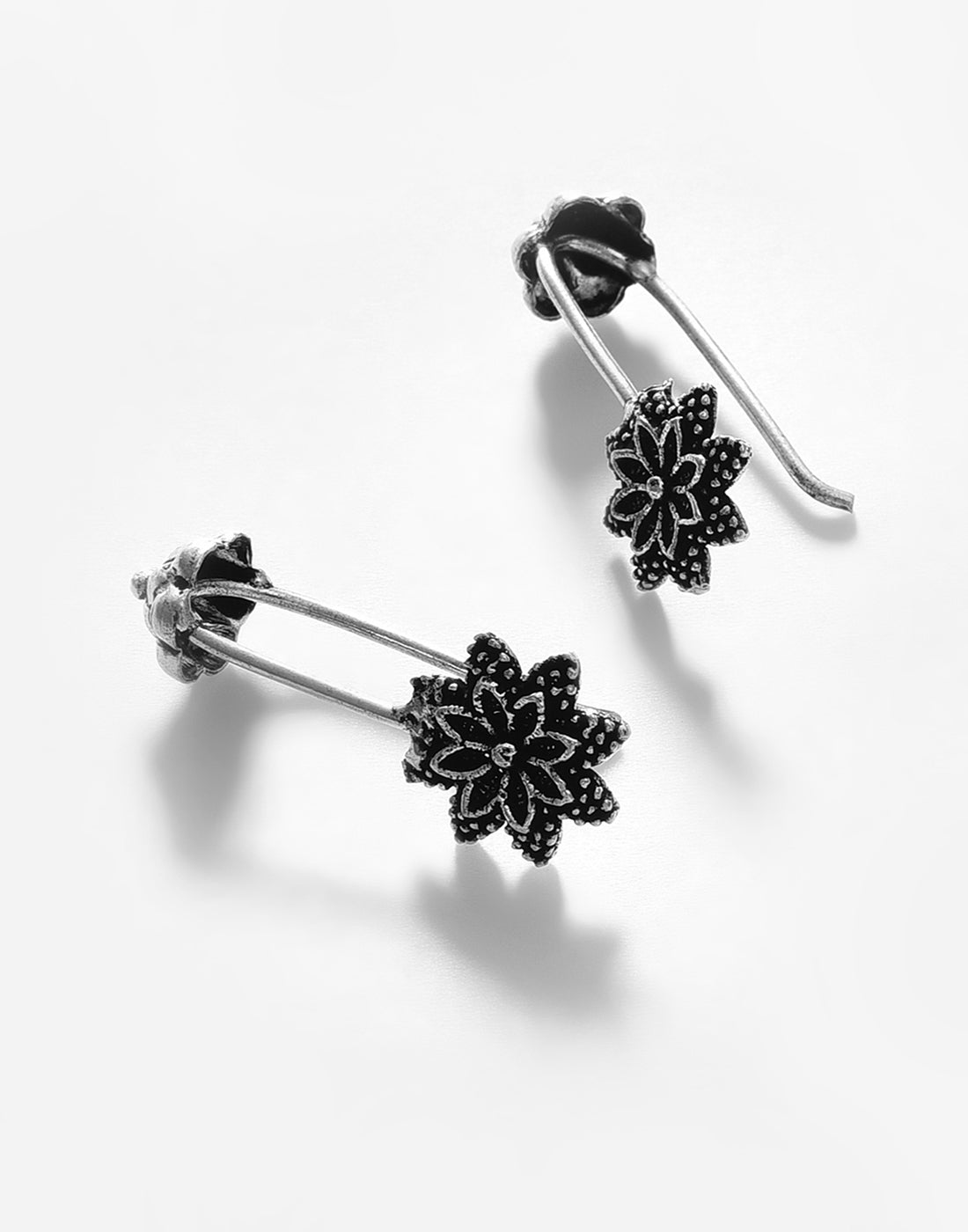Silver Plated Floral Drop Earring