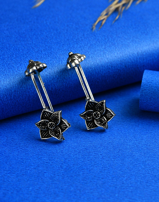 Silver Plated Floral Drop Earring