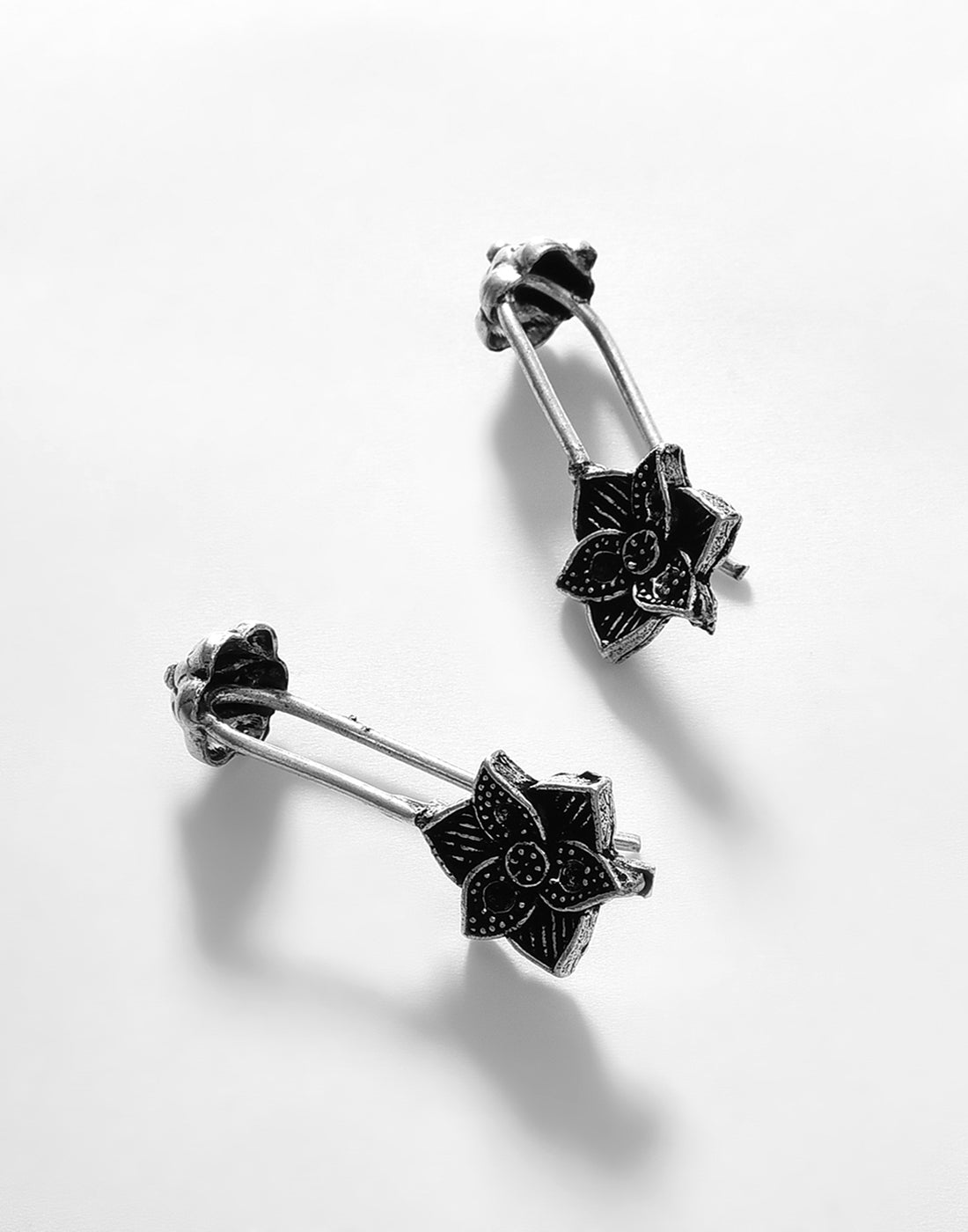 Silver Plated Floral Drop Earring
