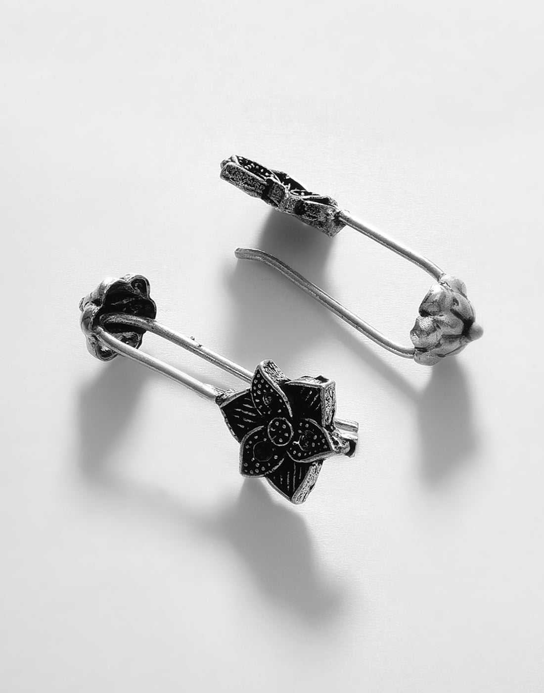 Silver Plated Floral Drop Earring