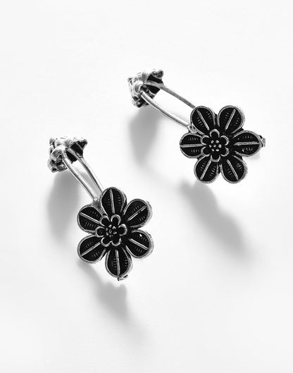 Silver Plated Floral Drop Earring