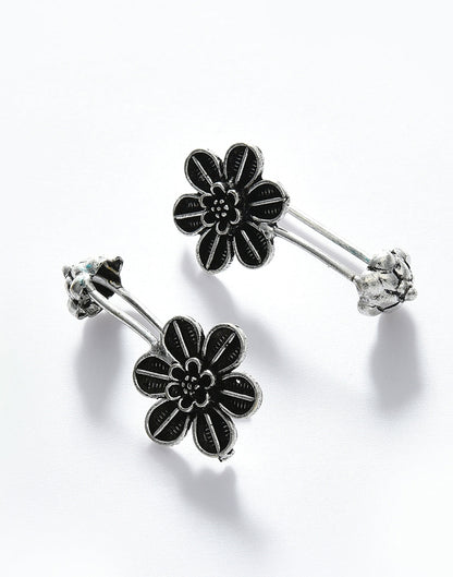 Silver Plated Floral Drop Earring