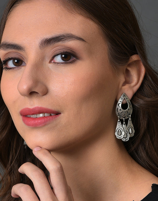 Silver Plated Designer Geometric Studs