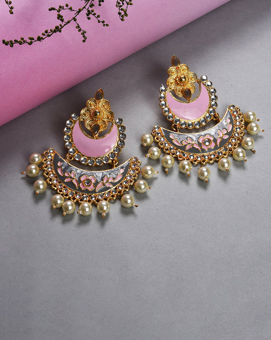 Gold Plated Diamond Pearls Beaded Jhumka