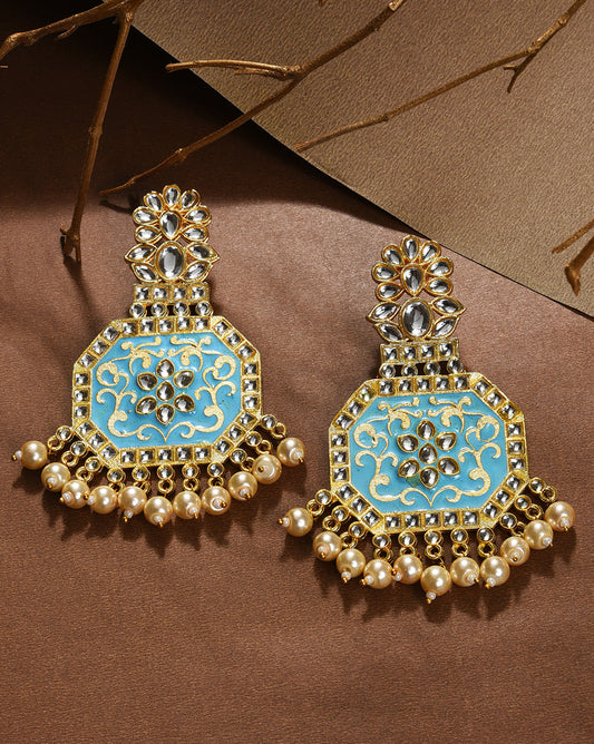 Women Blue Meenakari Jhumkas
