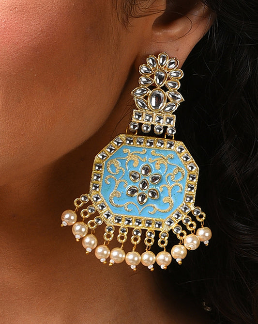 Women Blue Meenakari Jhumkas