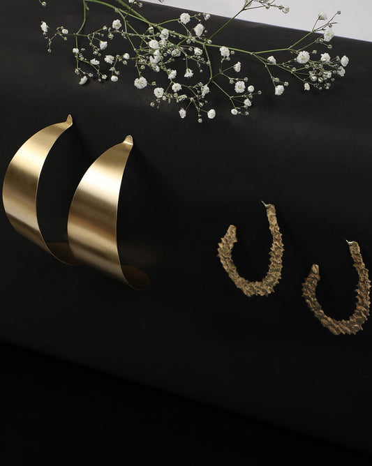 Pack of 2 Gold Plated Designer Hoop Earrings