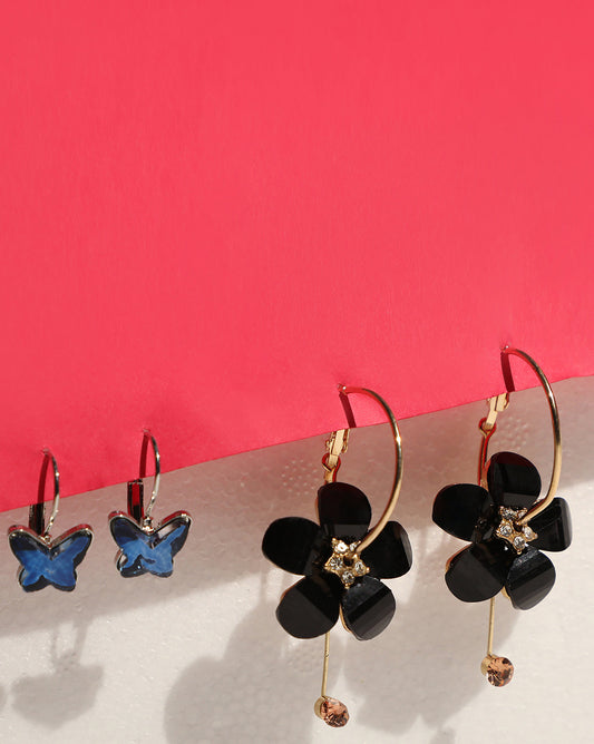 Pack of 2 Gold Plated Designer Hoop Earrings