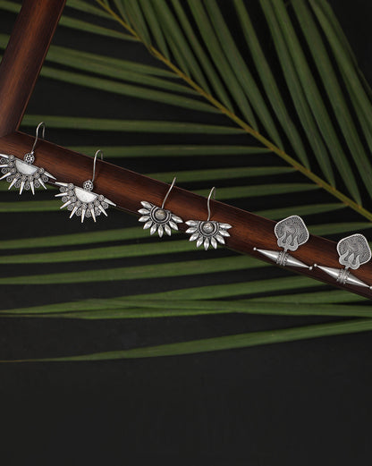 Pack of 3 Crescent Shaped Silver-Plated Drop Earrings
