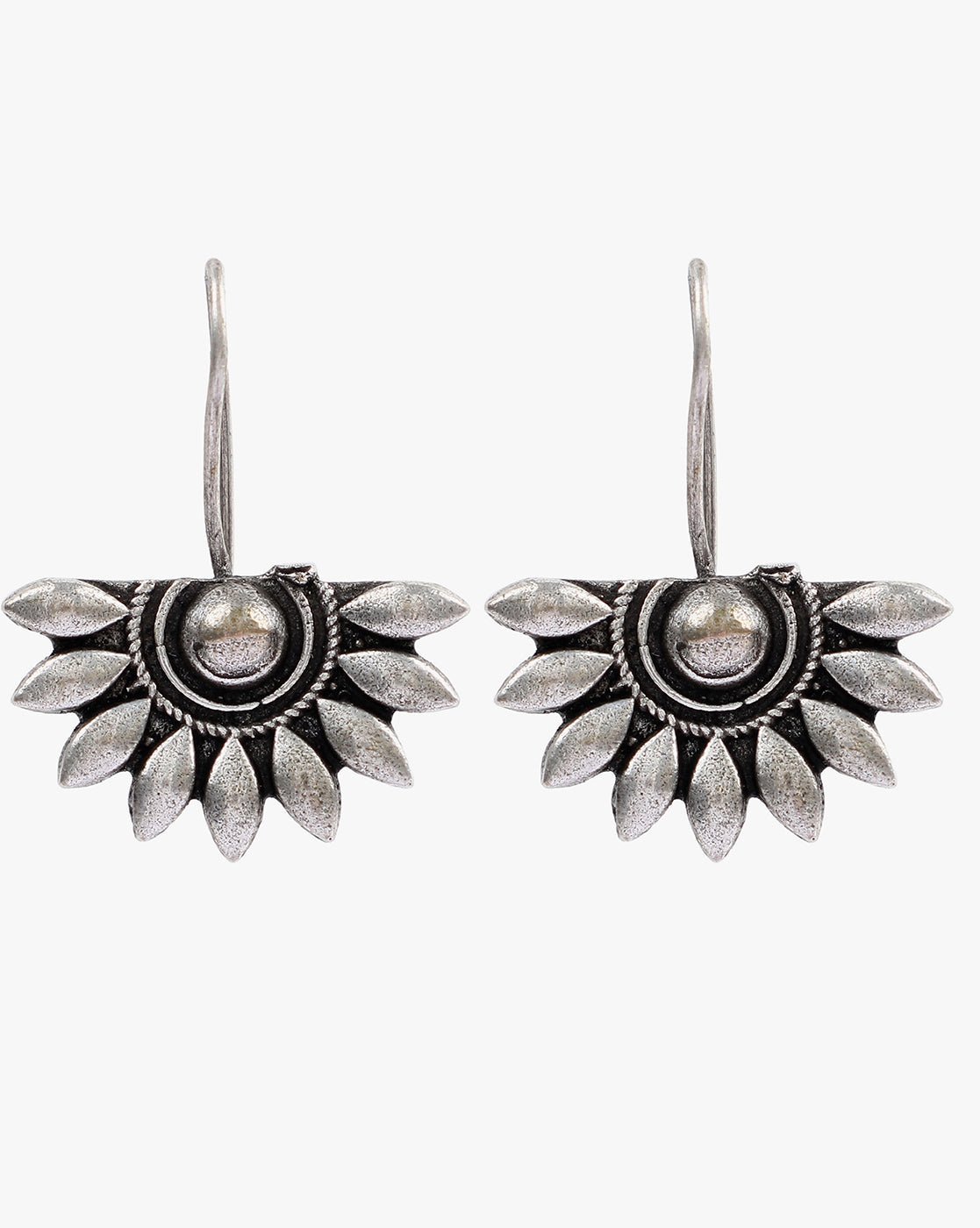 Pack of 2 Crescent Shaped Silver-Plated Drop Earrings