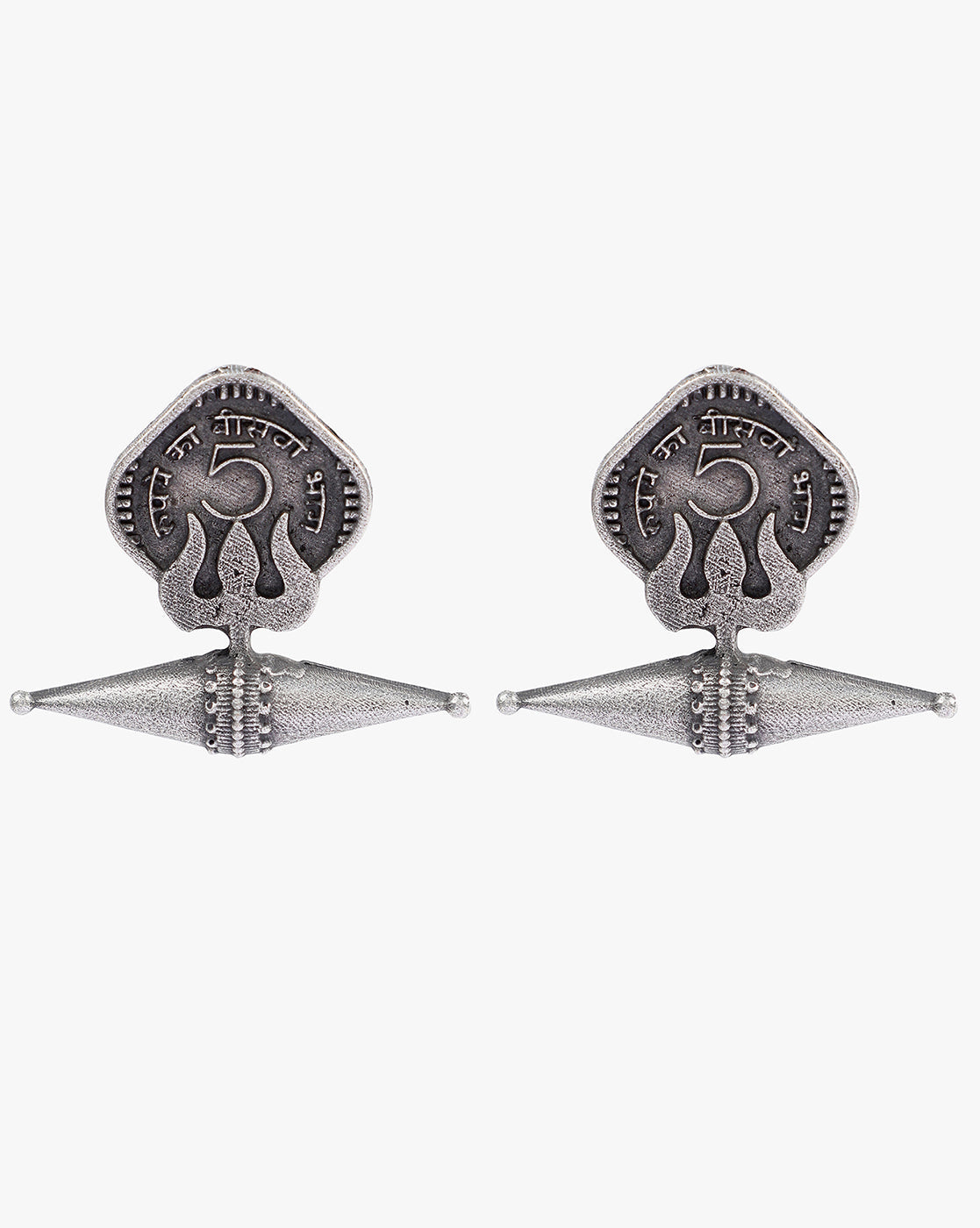 Pack of 2 Crescent Shaped Silver-Plated Drop Earrings