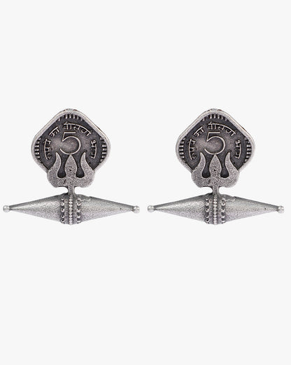 Pack of 2 Crescent Shaped Silver-Plated Drop Earrings