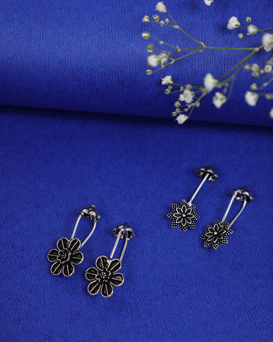 Pack of 2 Floral Designer Drop Earrings