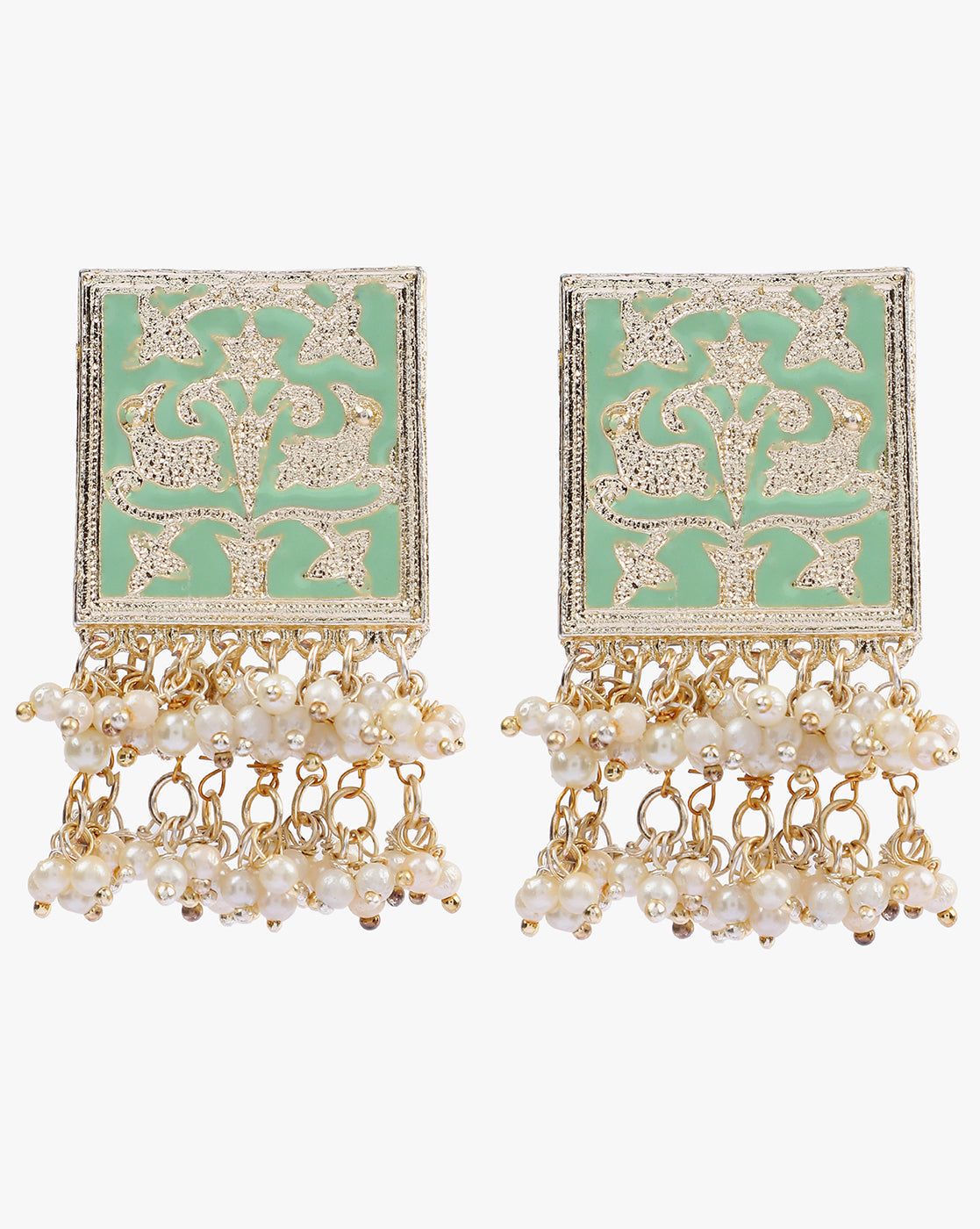 Pack of 3 Meenakari Pearl Laheriya Studs