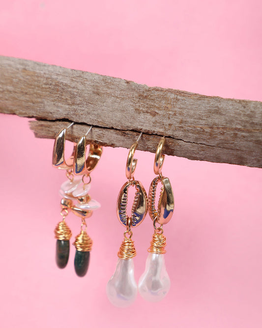 Pack of 2 Gold Plated Designer Drop Earring