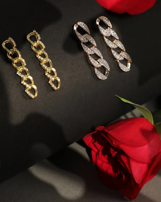 Pack of 2 Gold Plated Designer Drop Earrings