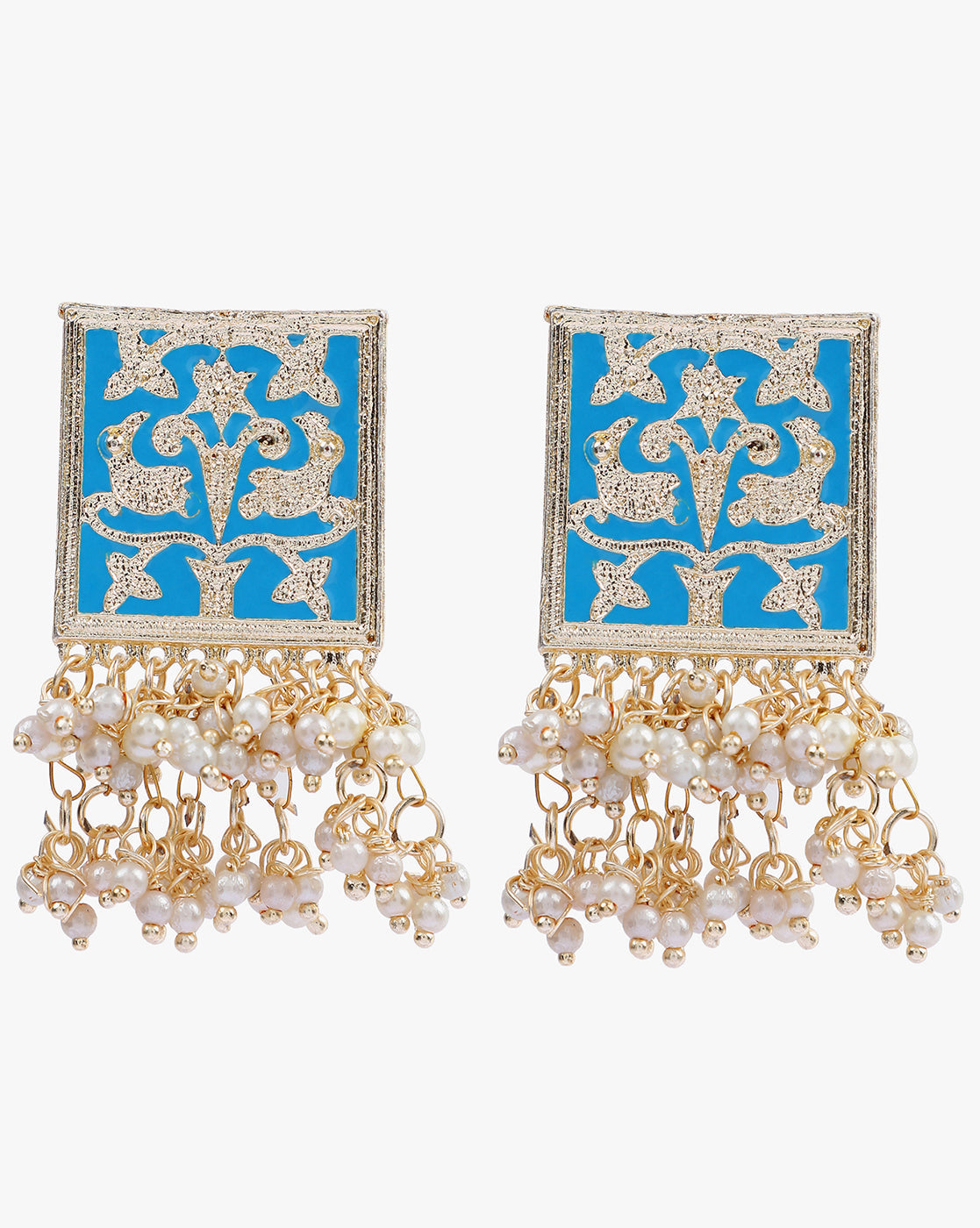 Pack of 2 Meenakari Pearl Laheriya Studs
