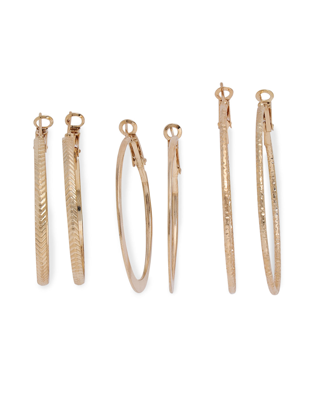 Pack of 6 Gold Plated Trendy Hoop Earrings