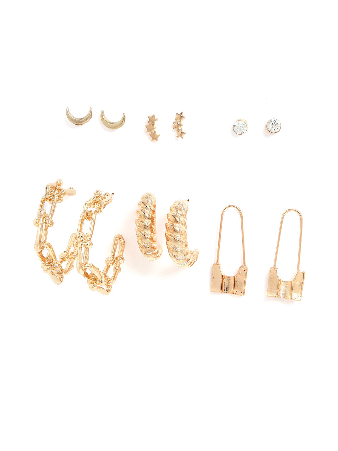 Pack of 6 Gold Plated Designer Earrings