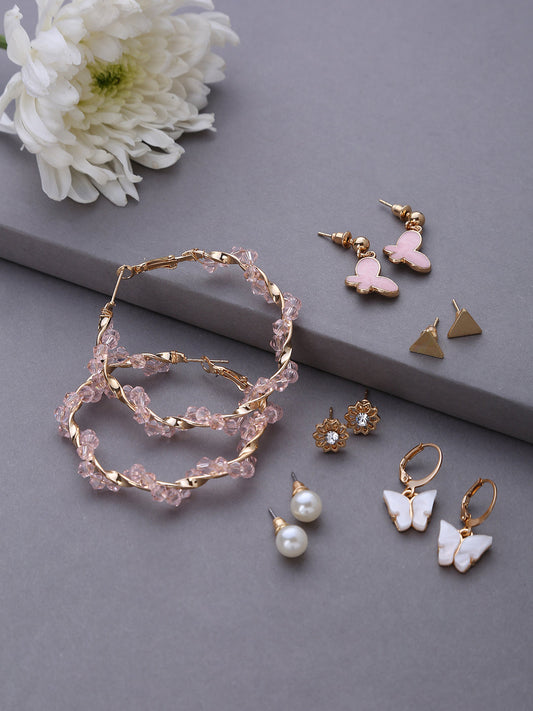 Pack of 6 Rose Gold Earrings