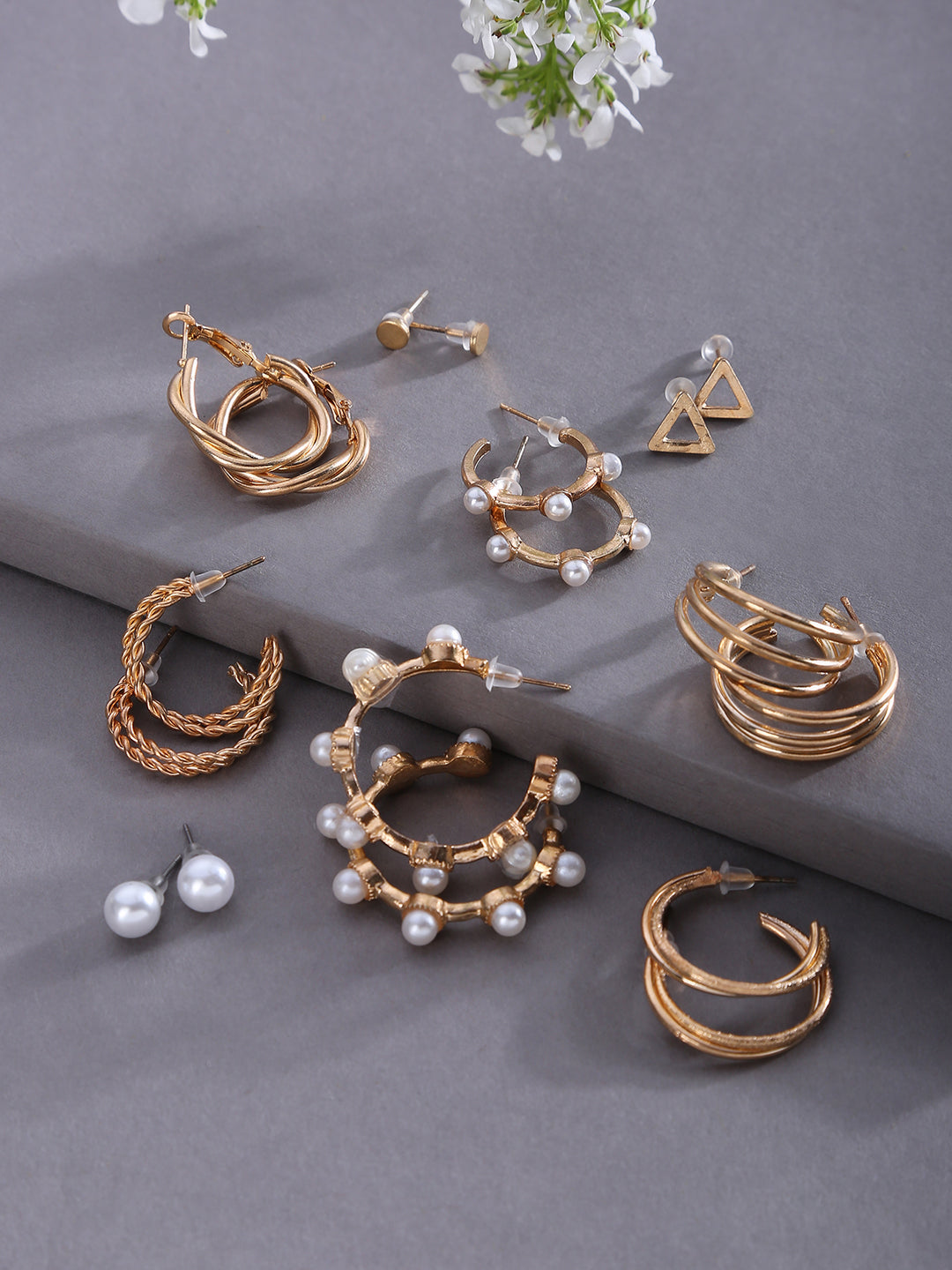 Pack of 9 Pearl Earrings
