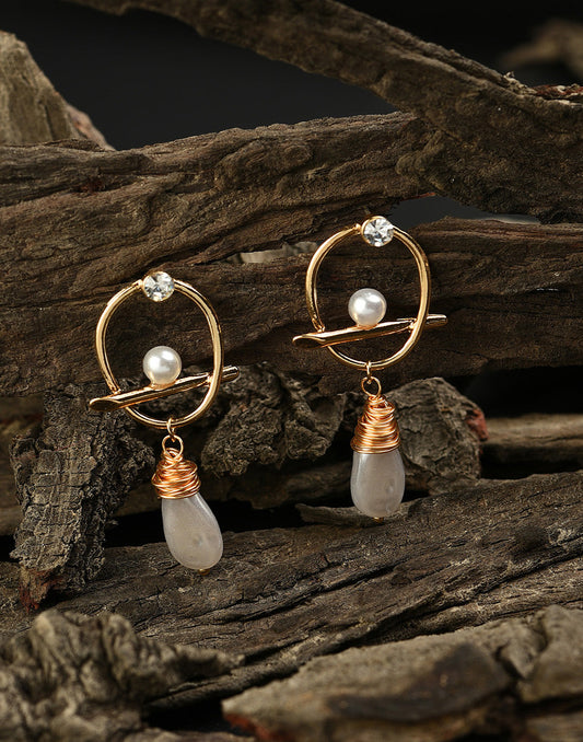 Gold Plated Pearl Beaded Drop Earring