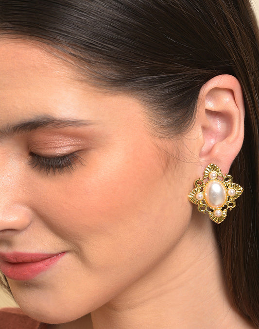 Gold Plated Pearl Beaded Earring