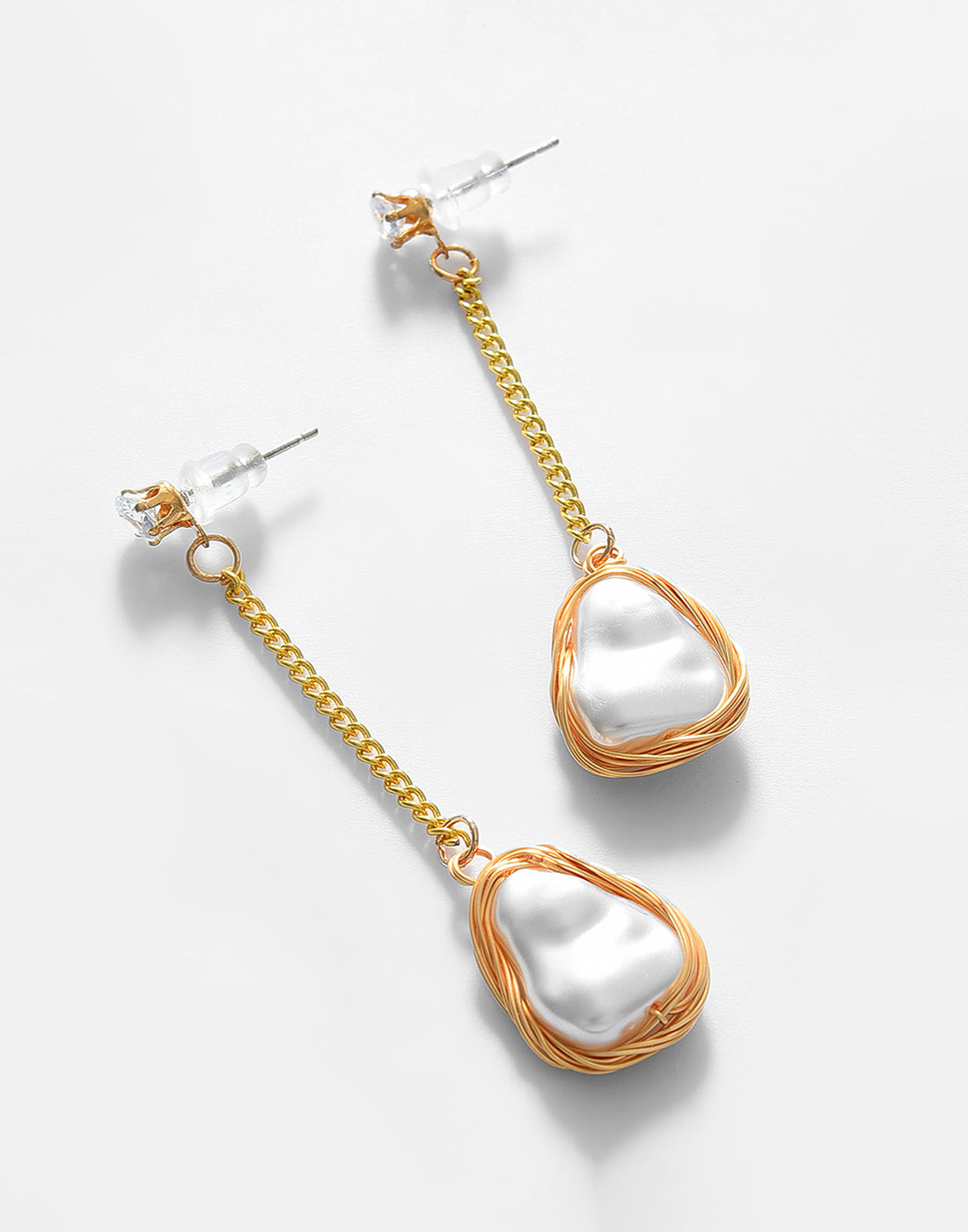 Gold Plated Pearl Beaded Drop Earring