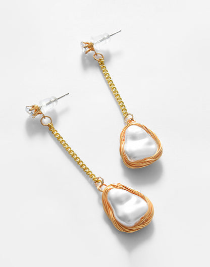 Gold Plated Pearl Beaded Drop Earring