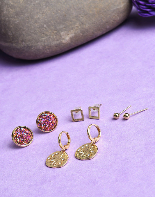Pack of 4 Gold Plated Earring