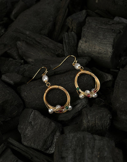 Gold Plated Pearls Drop Earring