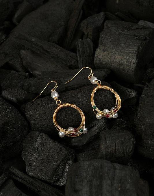 Gold Plated Pearls Drop Earring