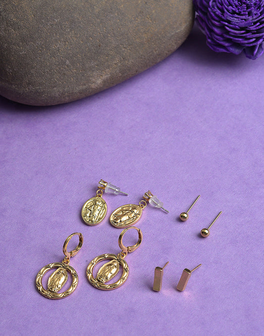 Pack of 4 Gold Plated Drop Earring