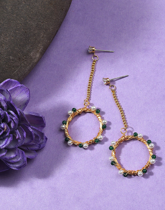Gold Plated Pearl Beaded Drop Earring