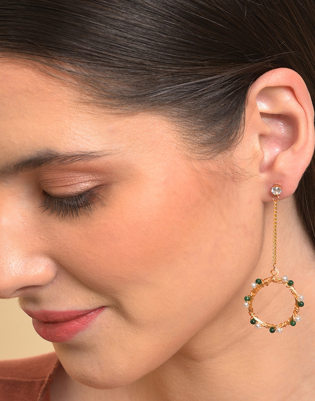 Gold Plated Pearl Beaded Drop Earring